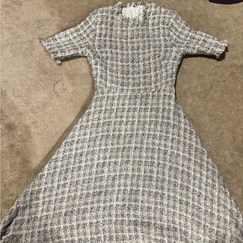 Chicwish Black and White Tweed Long Sleeve Dress